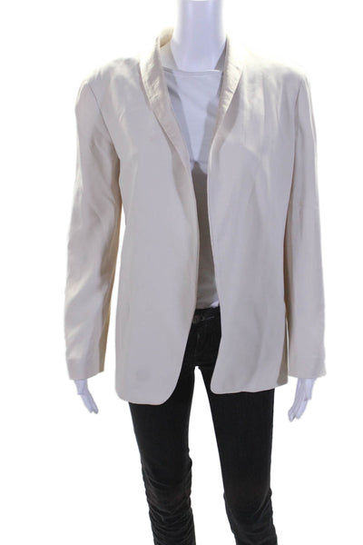 Theory Womens Cream Open Front Long Sleeve Blazer Size 8