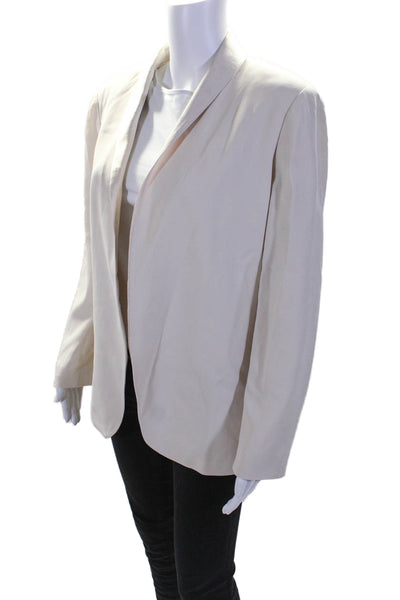 Theory Womens Cream Open Front Long Sleeve Blazer Size 8