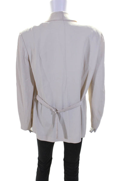 Theory Womens Cream Open Front Long Sleeve Blazer Size 8