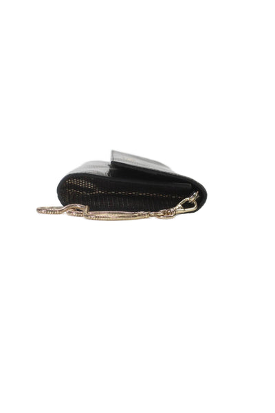 Boss Hugo Boss Leather Embossed Magnet Flap Long Wristlet Clutch Dark Silver