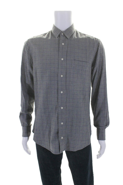 Gitman Mens Gray Plaid Collar Long Sleeve Button Down Shirt Size L