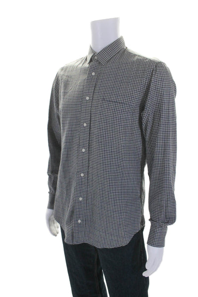 Gitman Mens Gray Plaid Collar Long Sleeve Button Down Shirt Size L