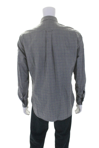 Gitman Mens Gray Plaid Collar Long Sleeve Button Down Shirt Size L