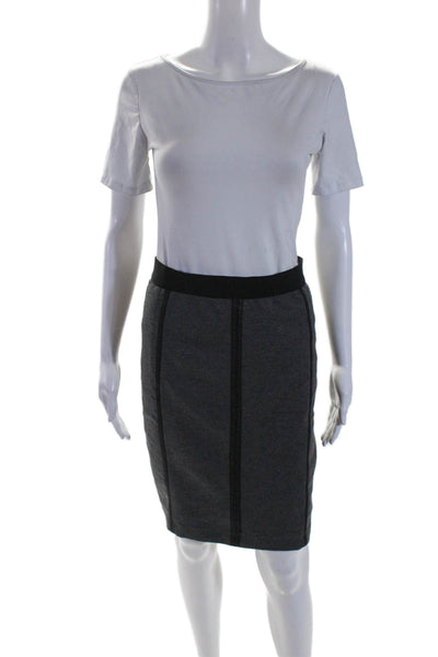 BCBG Max Azria Womens Elastic Waist Straight Knit Skirt Gray Small