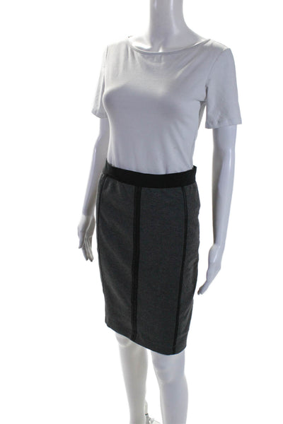 BCBG Max Azria Womens Elastic Waist Straight Knit Skirt Gray Small