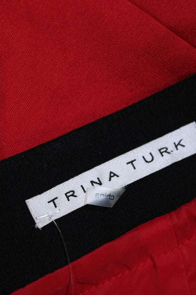 Trina Turk Womens Back Zip Straight Mid Calf Skirt Black Red Size 4 US