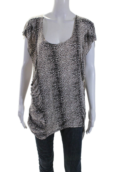 Torn by Ronny Kobo Womens Scoop Neck Sleeveless Animal Print Top White Small