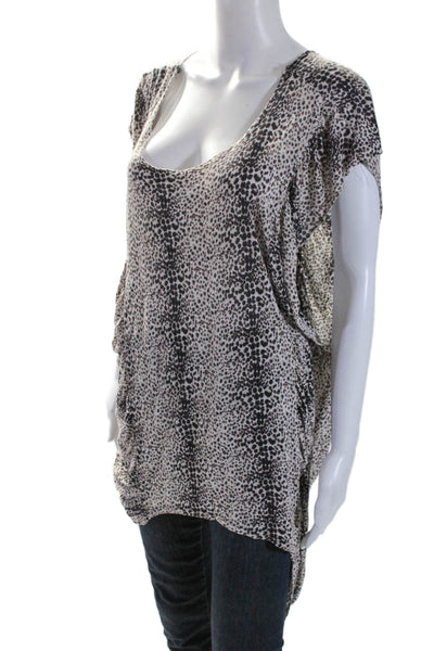 Torn by Ronny Kobo Womens Scoop Neck Sleeveless Animal Print Top White Small