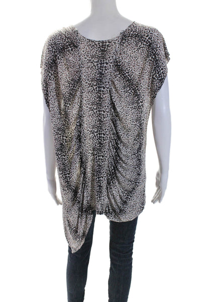 Torn by Ronny Kobo Womens Scoop Neck Sleeveless Animal Print Top White Small