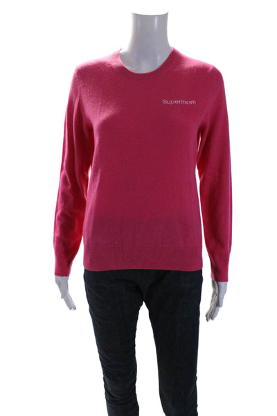 Naadam Womens Cashmere Long Sleeves Crew Neck Pullover Sweater Pink Size Small