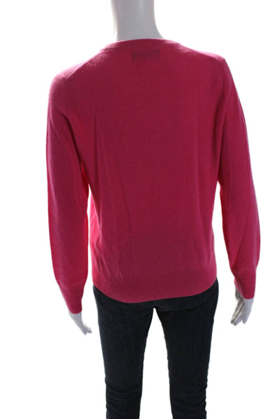 Naadam Womens Cashmere Long Sleeves Crew Neck Pullover Sweater Pink Size Small