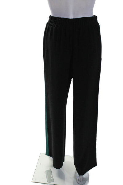 Maje Womens High Rise Pull On Wide Leg Pants Black Forrest Green Size 1