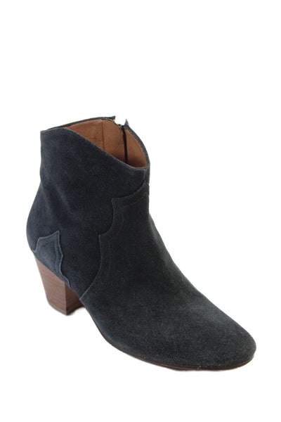 Isabel Marant Etoile Womens Suede Zip Up Booties Dark Teal Size 6