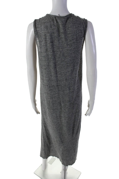 T Alexander Wang Womens Sleeveless Side Slit Linen Midi Dress Gray Size Small