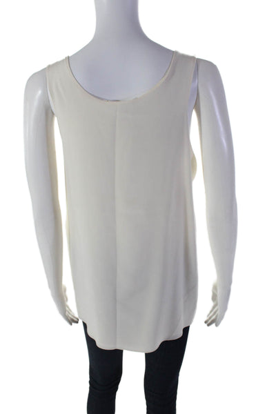 Chloe Womens Scoop Neck Sheer Pintuck Silk Tank Top Off White Size FR 38