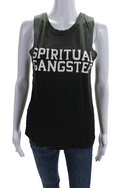 Spiritual Gangster Womens Cotton Blend Graphic Print Tank Top Gray Size S