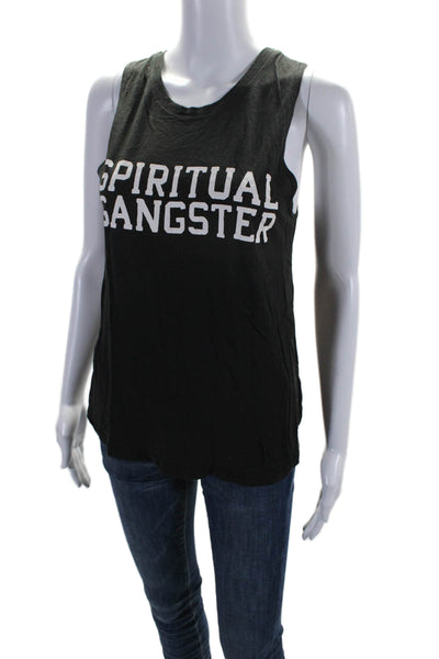 Spiritual Gangster Womens Cotton Blend Graphic Print Tank Top Gray Size S