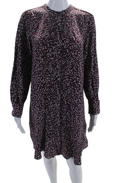 Tory Burch Womens Silk Abstract Print Long Sleeve Shift Dress Multi Size M