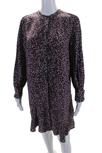 Tory Burch Womens Silk Abstract Print Long Sleeve Shift Dress Multi Size M