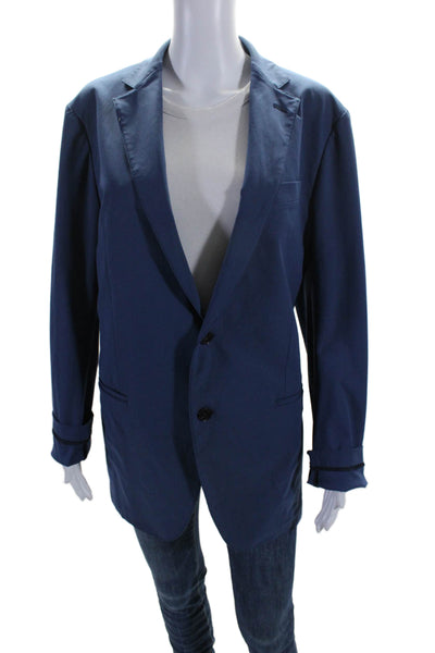 Sene Womens Collared Buttoned Long Sleeve Darted Blazer Jacket Blue Size M