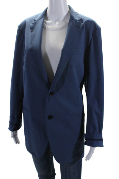 Sene Womens Collared Buttoned Long Sleeve Darted Blazer Jacket Blue Size M