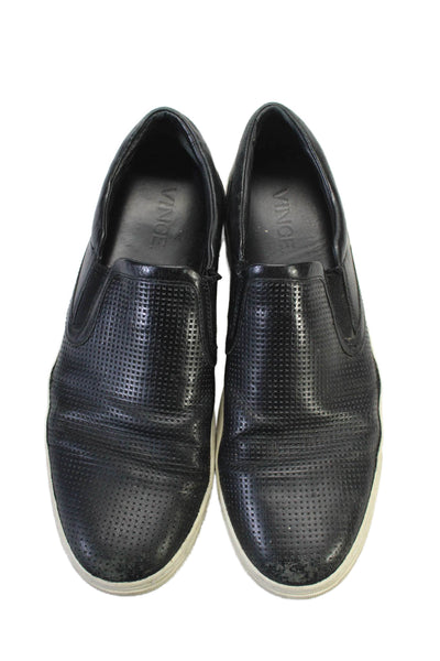 Vince Mens Leather Mesh Textured Round Toe Slip-On Casual Shoes Black Size 11.5