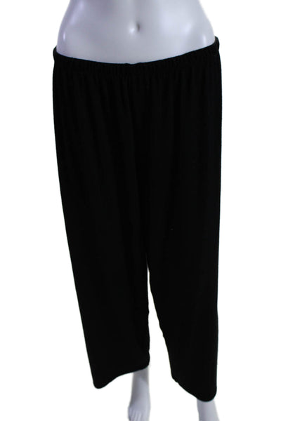 Vince Womens Solid Black High Waisted Pull On Wide Leg Pants Size L