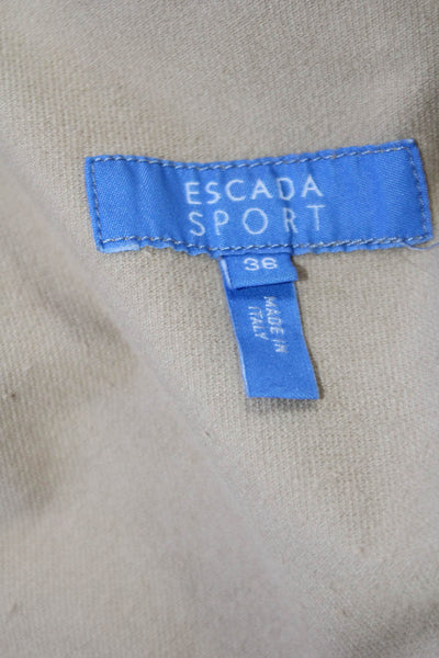 Escada Sport Womens Velour Collared Long Sleeve Button Down Jacket Beige Size 36