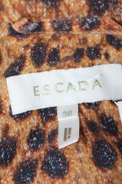 Escada Womens Cotton Cheetah Print Long Sleeve Short Jean Jacket Brown Size 38