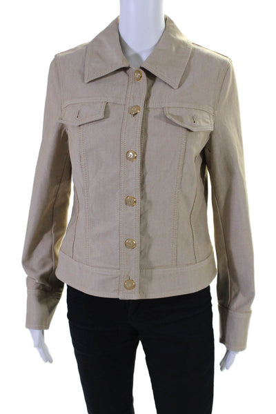 Escada Womens Cotton Denim Long Sleeve Button Down Jean Jacket Beige Size 38