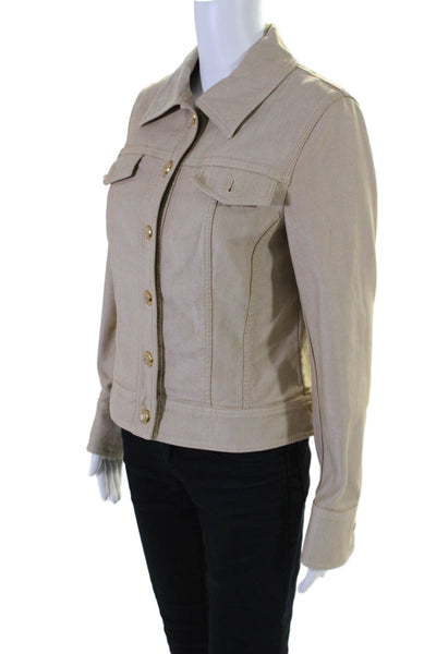 Escada Womens Cotton Denim Long Sleeve Button Down Jean Jacket Beige Size 38