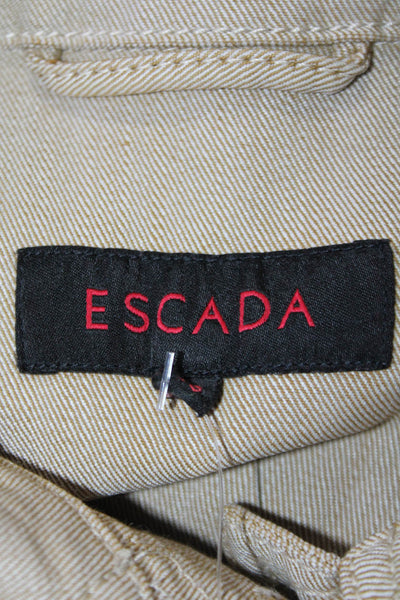 Escada Womens Cotton Denim Long Sleeve Button Down Jean Jacket Beige Size 38