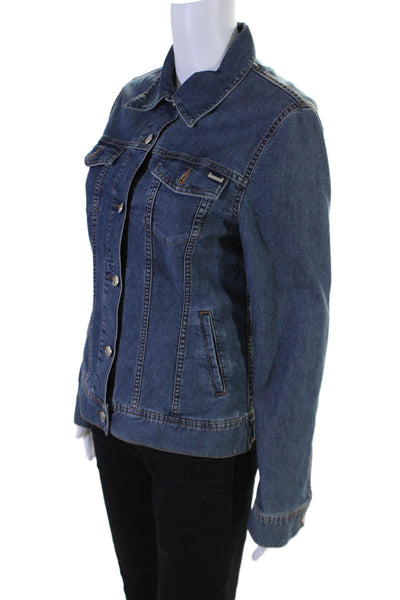 Escada Sport Womens Cotton Long Sleeve Button Down Jean Jacket Blue Size 38