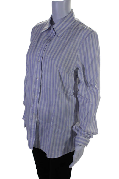 Gant Women's Collared Long Sleeves Button Down Shirt Purple Striped Size 14