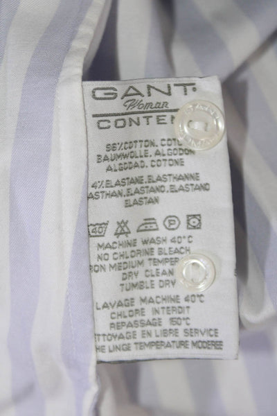 Gant Women's Collared Long Sleeves Button Down Shirt Purple Striped Size 14