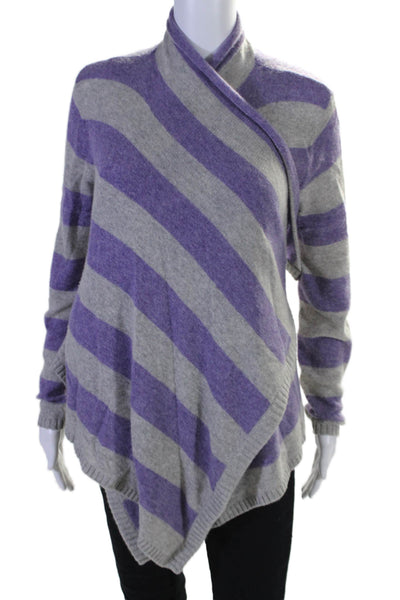 Magaschoni Women's Long Sleeves Cashmere Two Piece Cardigan Set Striped Size S