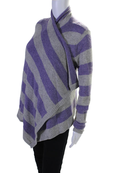 Magaschoni Women's Long Sleeves Cashmere Two Piece Cardigan Set Striped Size S