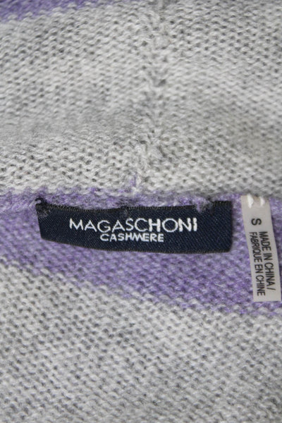 Magaschoni Women's Long Sleeves Cashmere Two Piece Cardigan Set Striped Size S