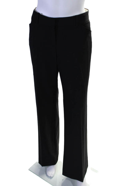 Theory Women's Hook Closure Flat Front Wide Leg Dress Pants Black Size 8