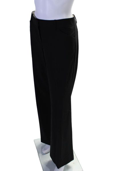 Theory Women's Hook Closure Flat Front Wide Leg Dress Pants Black Size 8