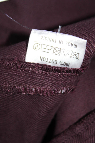 Dries Van Noten Womens Cotton 2 Pocket Round Neck Zip Up Jacket Burgundy Size 40