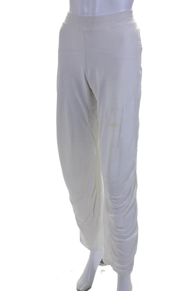 Eileen Fisher Womens Elastic Waistband Straight Leg Pants White Size Medium