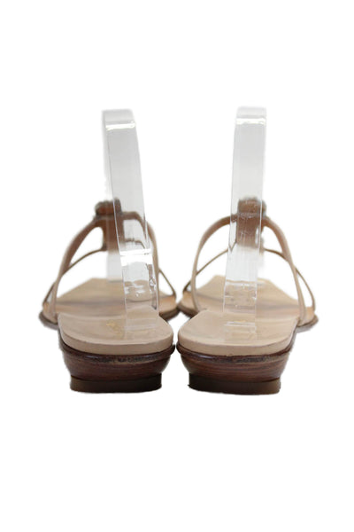 Kate Spade New York Womens Crystal Strappy Slide Sandals Brown Leather Size 9.5