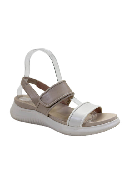 Cole Haan Women's Open Toe Strappy Sling Back Rubber Sole Sandals Cream Size 7