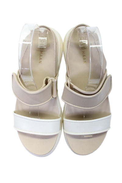 Cole Haan Women's Open Toe Strappy Sling Back Rubber Sole Sandals Cream Size 7