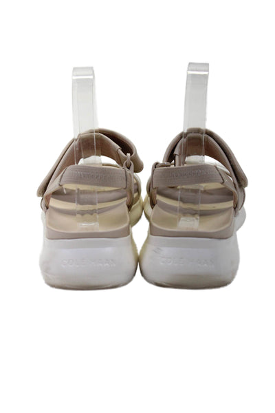 Cole Haan Women's Open Toe Strappy Sling Back Rubber Sole Sandals Cream Size 7