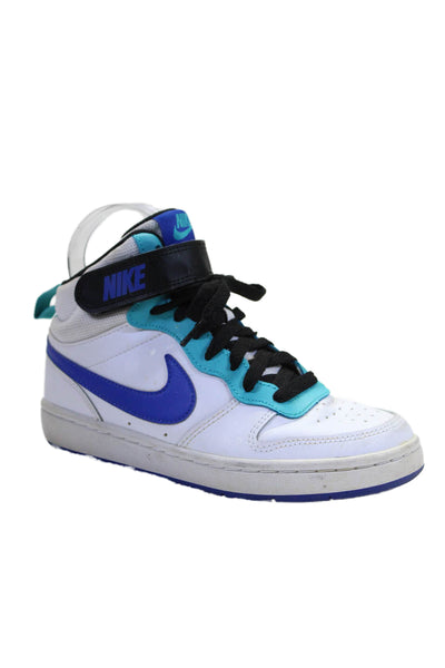 Nike Boys Leather Colorblock Hook Pila Lace Up Sneakers White Blue Size 3.5