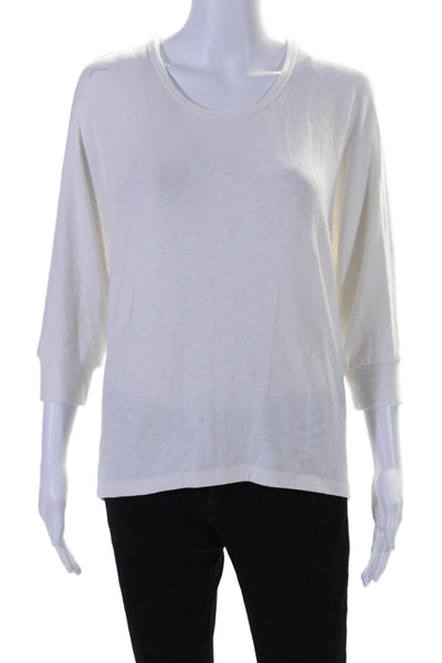 Michael Stars Womens Round Neck 3/4 Sleeve Pullover T-Shirt White Size M