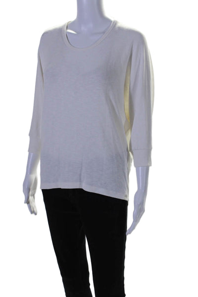 Michael Stars Womens Round Neck 3/4 Sleeve Pullover T-Shirt White Size M