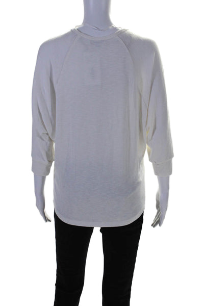 Michael Stars Womens Round Neck 3/4 Sleeve Pullover T-Shirt White Size M